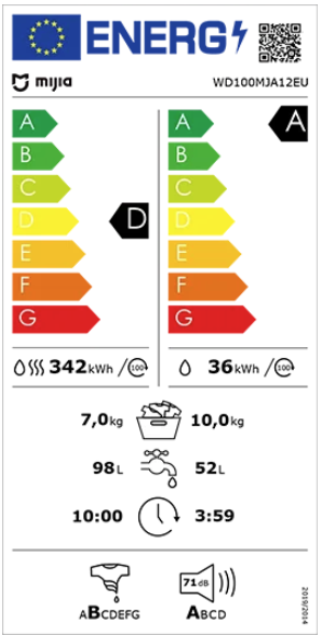 Spustelėkite, jei norite peržiūrėti energijos vartojimo efektyvumo etiketę